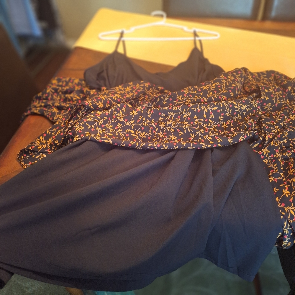NWT Fall Color Ditsy Floral Midi Shift Dress Ruffled Hem XXL - Picture 14 of 16